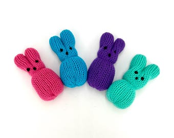 Peeps Style Knit Easter Bunny Plush