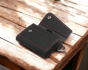 Cartera tarjetero minimalista de piel curtida vegetal Vitano "Box" Hecho a mano