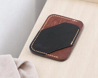 Tarjetero minimalista de piel de curtición vegetal Vitano "Card" Hecho a mano