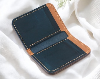 Tarjetero plegable de piel curtida al cromo Vitano "Flip" Hecho a mano