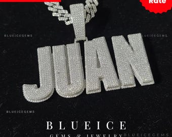 Iced Out Custom Big Name Pendant with Cuban Link Chain: Hiphop Jewelry, Personalised Necklace