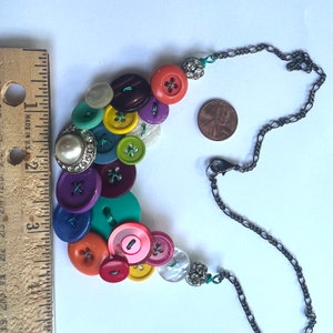 Colorful Sparkle Button Statement Necklace image 7
