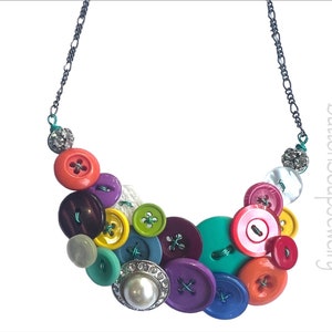 Colorful Sparkle Button Statement Necklace image 1