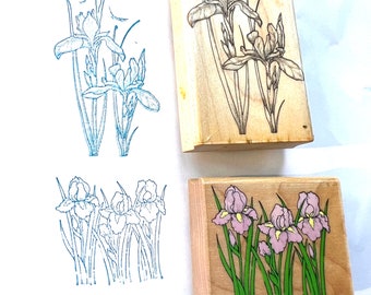 Vintage wood mounted rubber stamp with Flowers, Hero Arts