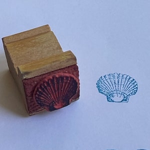 Vintage wood mounted rubber stamp seashell or palm tree seashell 1