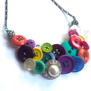 Colorful Sparkle Button Statement Necklace image 3