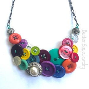 Colorful Sparkle Button Statement Necklace image 2