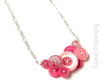 Small Button Necklace in Shades of Pink for kids