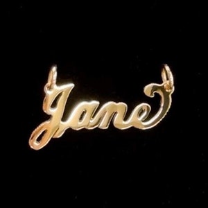 Mini Gold Classic Nameplate Pendant - 10K or 14K Solid Real Gold Personalized Custom Handmade Name Pendant Charm [Nameplate Only]