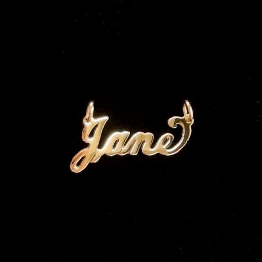 Mini Gold Classic Nameplate Pendant - 10K or 14K Solid Real Gold Personalized Custom Handmade Name Pendant Charm [Nameplate Only]