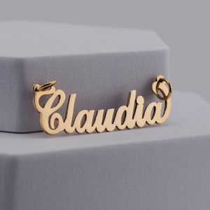 Gold Classic Nameplate Pendant - 10K or 14K Solid Real Gold Personalized Custom Handmade Name Pendant Charm[Nameplate Only]