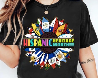 Comfort Colors® ヒスパニック文化遺産月間シャツ、Mes De La Shirts、Herencia Hispana ギフト、ヒスパニック国旗シャツ、スペイン語、メキシコのシャツ