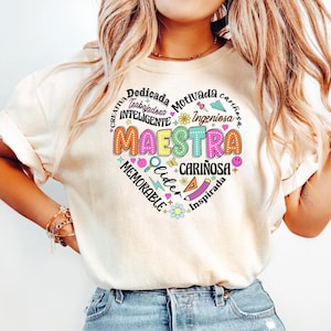 Comfort Colors Maestra Teacher Shirt, Spanish Teacher Shirts, Bilingual Teacher Gift, Dual Language T-Shirt, Teacher Appreciation Shirts