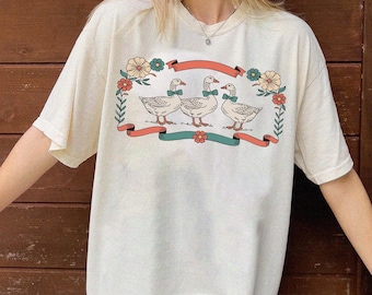 Comfort Colors® Vintage 80s Goose Shirt, Funny Blue Ribbon Goose Tee, Retro Goose Graphic Shirt, Cute Farm Animal Tee, Cottagecore Gift Tee