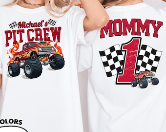 Custom Monster Truck Birthday Shirt: Pit Crew Family Matching Tee, Car Birthday Family Matching Tee, Cars Family T-Shirt, Birthday Boy Shirt