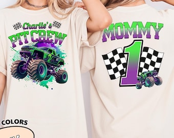 Custom Monster Truck Birthday Shirt: Pit Crew Family Matching Tee, Car Birthday Family Matching Tee, Cars Family T-Shirt, Birthday Boy Shirt