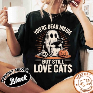 Comfort Colors® Funny Cat Shirt, Cat Halloween Shirt, Black Cat Halloween Shirts, Ghost Shirt