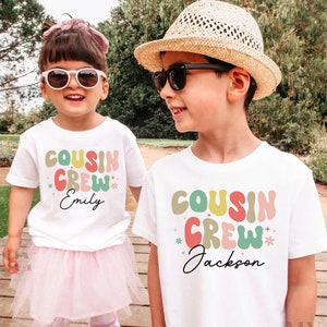 Personalized Groovy Cousin Crew Kids Shirt - Retro Custom Matching Cousins Shirts - Cousin Trip - Boho Natural Kids Youth & Adult Shirts