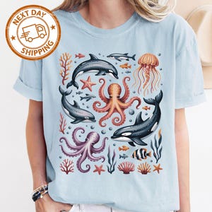 Comfort Colors® Sea Animal Shirt Ocean Nature Shirt Sealife Ocean Life Tee Whale Orca Dolphin Shirt Ocean Gift for Marine Biologist Shirt