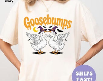 Comfort Colors® Funny Goose Bumps Halloween Tshirt, Retro Goose Pumps Shirt, Best Girly Halloween Gift, Trendy Halloween Gift