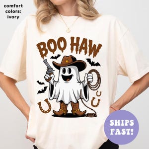 Comfort Colors® Boo Haw Shirt, Funny Ghost Cowboy Tee, Western Halloween Shirt, Spooky Fall Shirt, Country Girl Gift