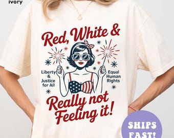 Red White Blue Anti Fourth of July Protest Shirt, Funny USA Shirt, Retro Political Tee, Equal Rights Shirt