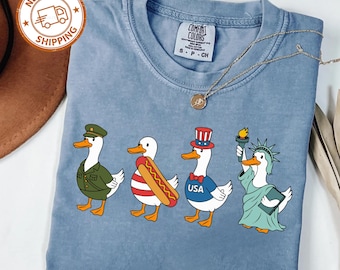 Comfort Colors 4th of July Shirt, USA Shirt, Fourth of July Goose Shirt, American Flag Shirt, Classic USA Shirt, Goose Shirt, Funny Shirt