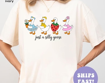 Comfort Colors Silly Goose On The Loose Shirt, Goose T-Shirt, Silly Goose Shirts, Funny Graphic Shirt, Cute Goose Shirt, Easter Shirt