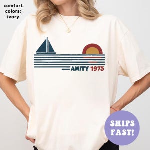 Jaws Amity 1975 Comfort Colors Shirt, Amity Island Shirt, Shark Attack Shirt, Shark Week Gifts