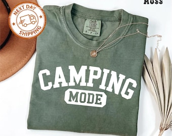 Comfort Colors® Camping Mode Shirt, Family Camping Group Matching T-shirts, Gift for Campers, Nature Lover Gifts, Camp Mom Camp Dad Tees