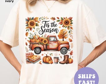 Comfort Colors Fall Shirt, Tis the Season Shirt, Fall Football Shirt, Women's Fall Shirt, Pumpkin Season, Fall Harvest Shirt, Autumn Doodle