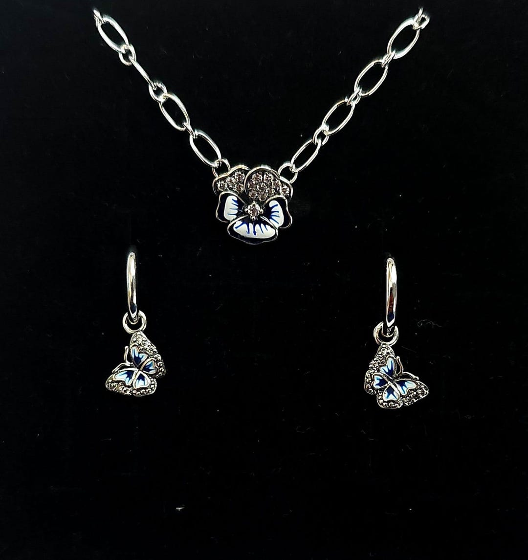Parure da donna in argento, Collana e orecchini con cristalli colorati, Gioielli in argento per le donne, Set di collana e orecchini, Set di gioielli in argento da donna, Regali originali per