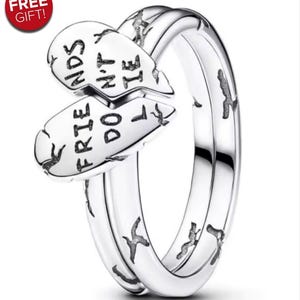Pierścień Stranger Things Friends Don't Lie Pierścień Pandora, Prezent dla Niej, Zawieszka Charms, Najlepszy Prezent, Darmowe Etui Pandora lub Pudełko