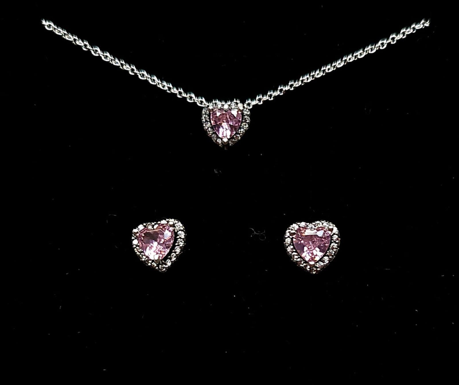 Pink elevated heart necklace pandora - Etsy 日本