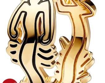 Anillo Keith Haring, regalo para ella, colgante de encanto, mejor regalo, bolsa o caja Pandora gratis
