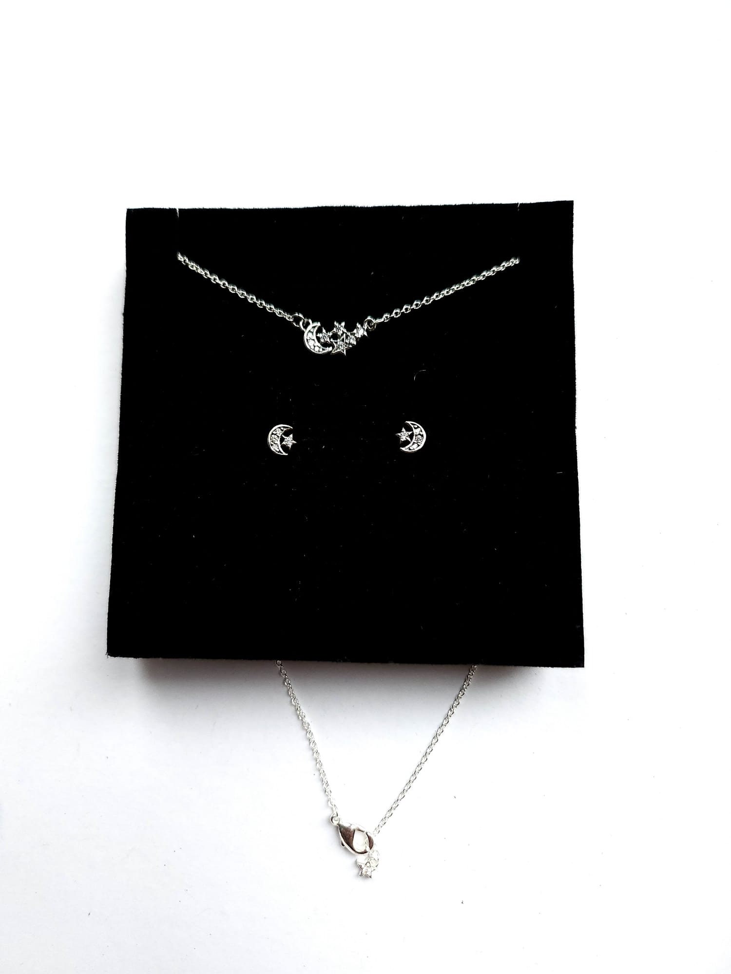 COMPLETO DONNA ARGENTO 925 Collana Ciondolo Orecchini Punto Luce Ovale Zirconi EUR 39,90 - IT