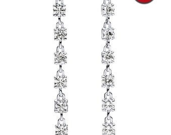 Sparkling Eight Stones Drop Earrings, Gift for Her, Charm Pendants, Free Pandora Envelope or Box Gift