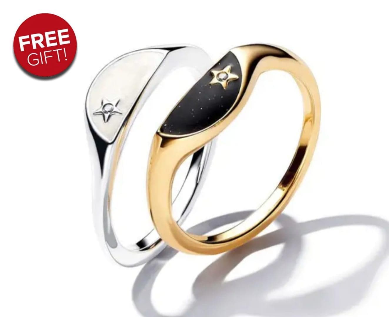 Pandora ME Halved Enamel Signet Ring Set, Gift for Her, Him, Charm