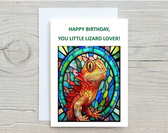Birthday Digital Printable Blank Lizard Card, Lizard Themed Birthday, Lizard Birthday Card For Boy or Girl, Little Lizard Lovers birthday,