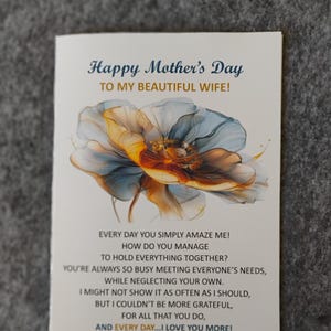 Mothers Day Card For Wife, Digital Printable Instant Wife Download Card For Mothers Day, Digital Mothers Day Card For Wife, Mothers Day Card