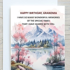 Grandma Printable Digital Birthday Card, DIGITAL CARD DOWNLOAD, Instant Grandmother Card, Instant Grandma Card, Grandmother Birthday Card,