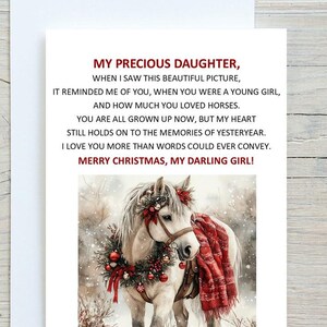 Daughter Christmas Card From Dad Mom, Printable Instant Digital Daughter Christmas Card, Grown Daughter Xmas Card From Dad Mom With Horse,