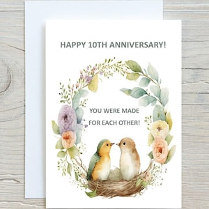10th Anniversary Printable Card, 10th Anniversary Digital Card, 10th Wedding Anniversary Card, Best Unique 10th Wedding Anniversary Cards,