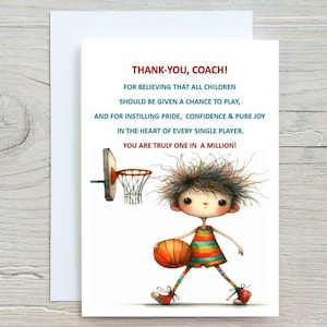 Basketball Coach Digital Thank You Card, Thank You Card For Basketball Coach, Instant  Printable Thank You Card For Basketball Coach,