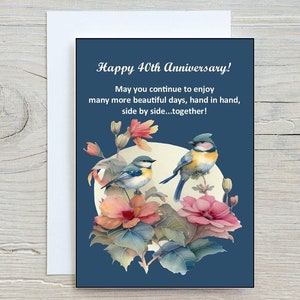 40th Anniversary Digital Card, 40th Anniversary Instant Card, 40th Anniversary Printable Card, Parents Anniversary, Friends Anniversary Card