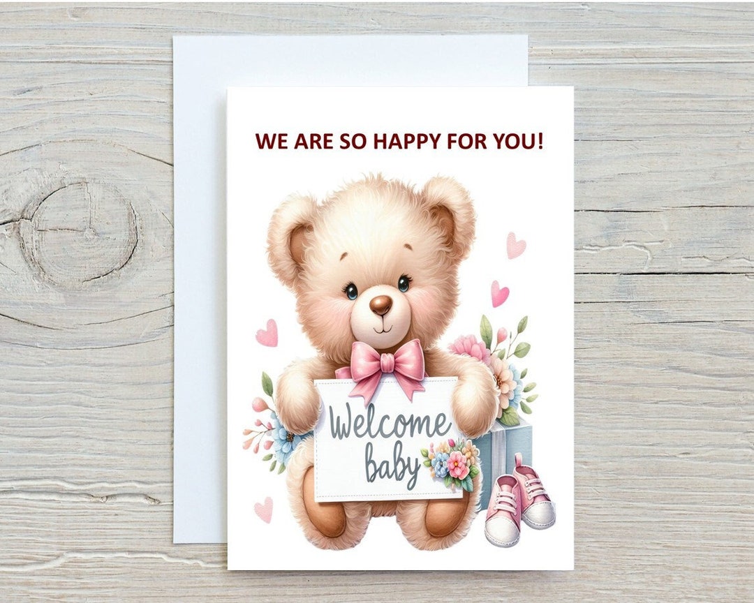 Digital Printable Blank New Baby Girl Card, Welcome Baby Girl Card, DIGITAL DOWNLOAD, New Baby ...