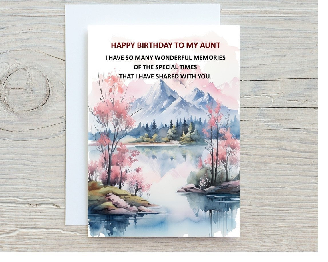 Happy Birthday Aunt Printable Digital Card, Aunt Digital Birthday Card ...