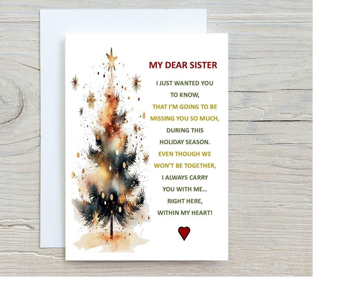 Sister Digital Christmas Card, Instant Sister Christmas Cards
