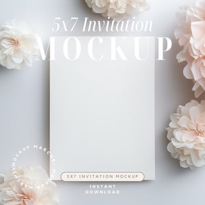 Douche uitnodiging mock-up uitnodigingskaart mockup display baby bruids douche verjaardag kwekerij print ontwerp bloem pom poms papier decoraties