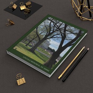 Carnet cartonné, photo du Lincoln Memorial, Washington DC, agenda quotidien, cadeau personnalisé, finition mate